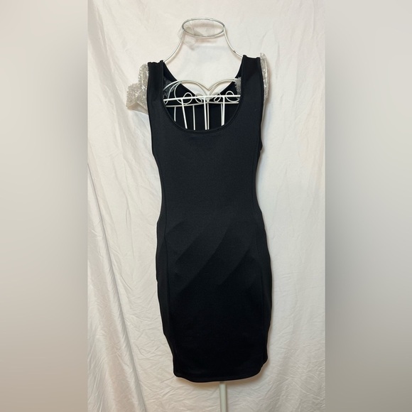 Forever 21 Body-con Black Dress with Gold Studs on Side - Large - Picture 4 of 6